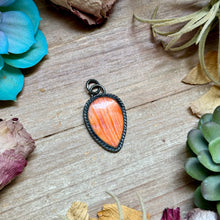 Load image into Gallery viewer, FREE Sterling Silver Necklace + MJ Orange Spiny Oyster Teardrop Charm