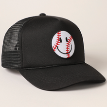 Load image into Gallery viewer, Baseball Happy Face Trucker Hat