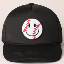 Load image into Gallery viewer, Baseball Happy Face Trucker Hat