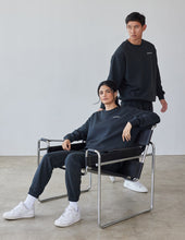Load image into Gallery viewer, Basics Black Unisex Crewneck