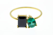 Load image into Gallery viewer, Toi Et Moi Double Birthstone Ring - Sterling Silver Heart &amp; Baguette Design