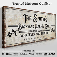 Load image into Gallery viewer, Backyard Bar &amp; Grill Sign