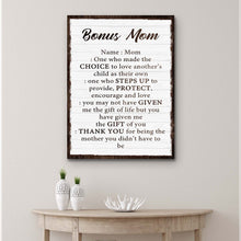 Load image into Gallery viewer, Bonus Mom Customized Sign II