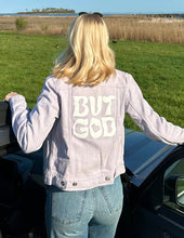 Load image into Gallery viewer, But God Cropped Denim Jacket