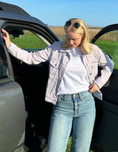Load image into Gallery viewer, But God Cropped Denim Jacket