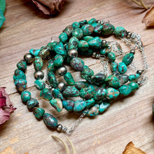 Load image into Gallery viewer, Turquoise Nugget Bracelet with Sterling Silver Pearls – 7” + Extender