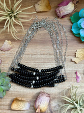 Load image into Gallery viewer, 16” Black Onyx Paperclip Necklace – Sterling Silver Accent