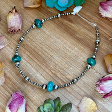 Load image into Gallery viewer, 18.5” Turquoise Necklace – Sterling Silver Pearls