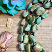 Load image into Gallery viewer, 20” Brown Shell &amp; Green Turquoise Nugget Necklace