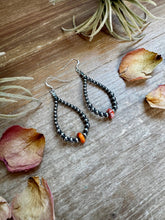 Load image into Gallery viewer, Teardrop Earrings – Sterling Silver with Spiny Oyster Center