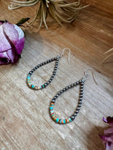 Load image into Gallery viewer, Green &amp; Orange Heishi Earrings – Sterling Silver Pearls