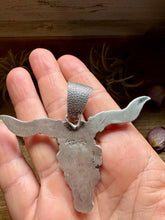 Load image into Gallery viewer, Longhorn Pendant with Gold Accent – Sterling Silver – Native Made by Leroy James
