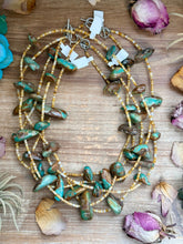 Load image into Gallery viewer, 22” Chunky Turquoise &amp; Shell Heishi Necklace