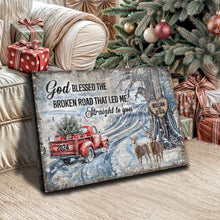 Load image into Gallery viewer, Personalized God Blessed The Broken Road Christmas Sign