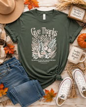 Load image into Gallery viewer, Give Thanks Christian Fall T-Shirt | Faith-Based Autumn Graphic Tee