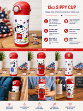 Load image into Gallery viewer, Patriotic Snoopy Kids 12oz Sippy Cup