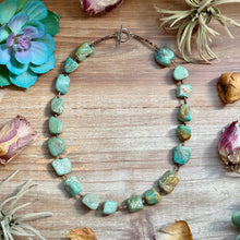 Load image into Gallery viewer, 20” Brown Shell &amp; Green Turquoise Nugget Necklace