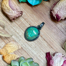 Load image into Gallery viewer, MJ Green Turquoise Sterling Silver Pendant – Free Form Round