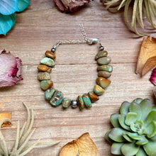 Load image into Gallery viewer, Green Turquoise Nugget Bracelet with Sterling Silver Pearls – 7” + Extender