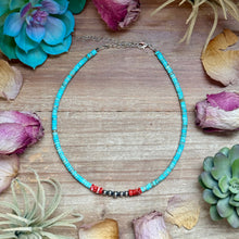 Load image into Gallery viewer, 14” Vibrant Choker – Turquoise, Spiny Oyster &amp; Sterling Silver