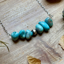 Load image into Gallery viewer, Chunky Turquoise &amp; Sterling Silver Pearl Paperclip Necklace