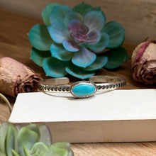 Load image into Gallery viewer, 121 Sterling Silver Kingman Turquoise Stamped Stacking Cuff by Jason Ogg