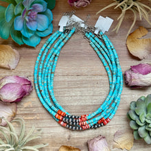 Load image into Gallery viewer, 14” Vibrant Choker – Turquoise, Spiny Oyster &amp; Sterling Silver
