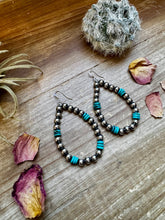 Load image into Gallery viewer, Real turquoise dangle earrings &amp; 6 mm Sterling silver pearls