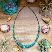 Load image into Gallery viewer, Turquoise Graduated Necklace with Hematite &amp; Sterling Silver Accents – 23”