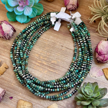 Load image into Gallery viewer, African Turquoise &amp; Sterling Pearl Necklace 19”