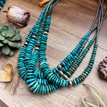 Load image into Gallery viewer, Turquoise Graduated Necklace with Hematite &amp; Sterling Silver Accents – 23”