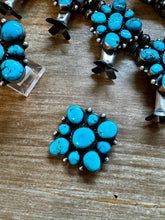 Load image into Gallery viewer, Complete Squash Blossom Set – Kingman Turquoise – Sterling Silver – Navajo Made by Wilson Dawes
