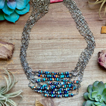 Load image into Gallery viewer, Sterling Silver Pearl &amp; Lapis Turquoise Mix Paperclip Chain Necklace
