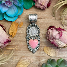 Load image into Gallery viewer, 75 - Sterling Silver Pink Conch &amp; Mercury Dime Pendant by Shay Pfeiffer