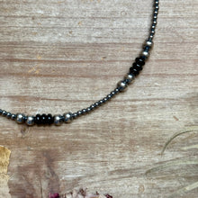 Load image into Gallery viewer, Sterling Silver Pearl &amp; Black Onyx Necklace – 15" Plus Extender