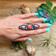 Load image into Gallery viewer, MJ Ring Three-Stone Purple &amp; Red Spiny Oyster Sterling Silver
