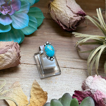 Load image into Gallery viewer, 136 - Sterling Silver Blue Ridge Turquoise Medicine Man Eye Stamped Stacking Ring by Jason Ogg