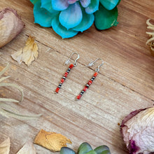 Load image into Gallery viewer, Red Spiny Oyster Cube Dangle Earrings