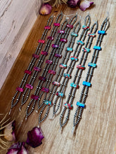 Load image into Gallery viewer, Pink/blue Double Strand Necklace – 13” Beaded – Sterling Silver Pearls &amp; Rectangle Variscite