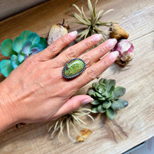Load image into Gallery viewer, Mj Ring - Sterling Silver Green Turquoise Adjustable