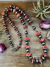 Load image into Gallery viewer, NFR Collection Necklace – Graduated Spiny Oyster &amp; Sterling Silver Pearls 45"