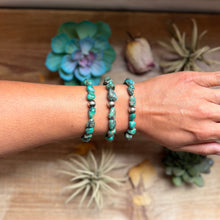 Load image into Gallery viewer, Turquoise Nugget Bracelet with Sterling Silver Pearls – 7” + Extender