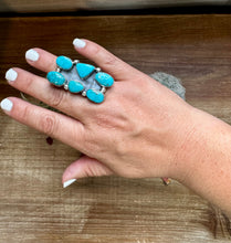 Load image into Gallery viewer, Long Ring- 6- Kingman turquoise ring and sterling silver