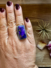 Load image into Gallery viewer, Purple Dahlia Ring – Sterling Silver – Native Made by M. Spencer – Size 8
