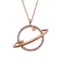 Load image into Gallery viewer, Stellar Silver Saturn Pendant Necklace - Embrace Your Cosmic Journey