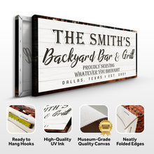 Load image into Gallery viewer, Backyard Bar &amp; Grill Sign XIX