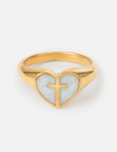 Load image into Gallery viewer, Enamel Heart Cross Ring