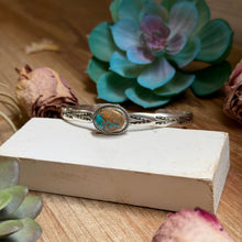 Load image into Gallery viewer, 120 Sterling Silver Easter Blue Turquoise Stamped Stacking Cuff by Jason Ogg