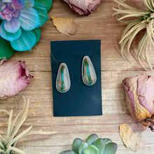 Load image into Gallery viewer, 15 - Sterling Silver Ribbon Royston Turquoise Stud Earrings by Jason Ogg