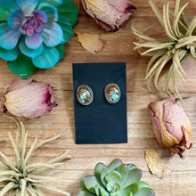 Load image into Gallery viewer, Sterling Silver Rising Phoenix Turquoise Stud Earrings – Handmade by Artist Jason Ogg